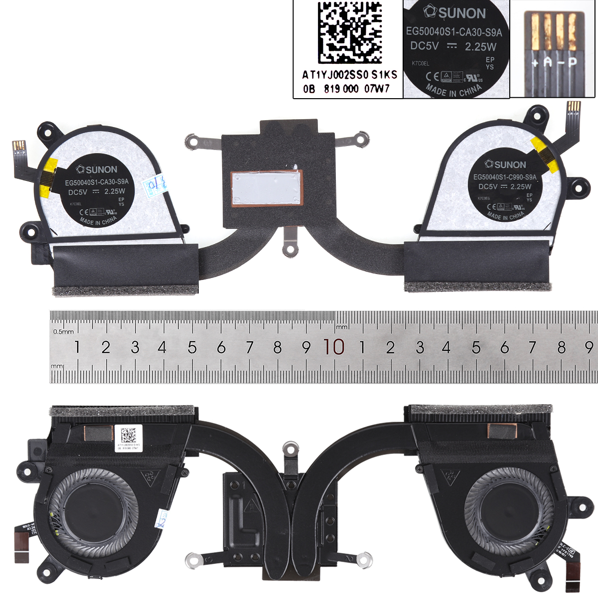 Picture of New Replacement CPU Cooling Fan For  Lenovo Yoga 720-13IKB CPU Heatsink（ORG）. 5H40N67860 AT1YJ002SS0 Layout